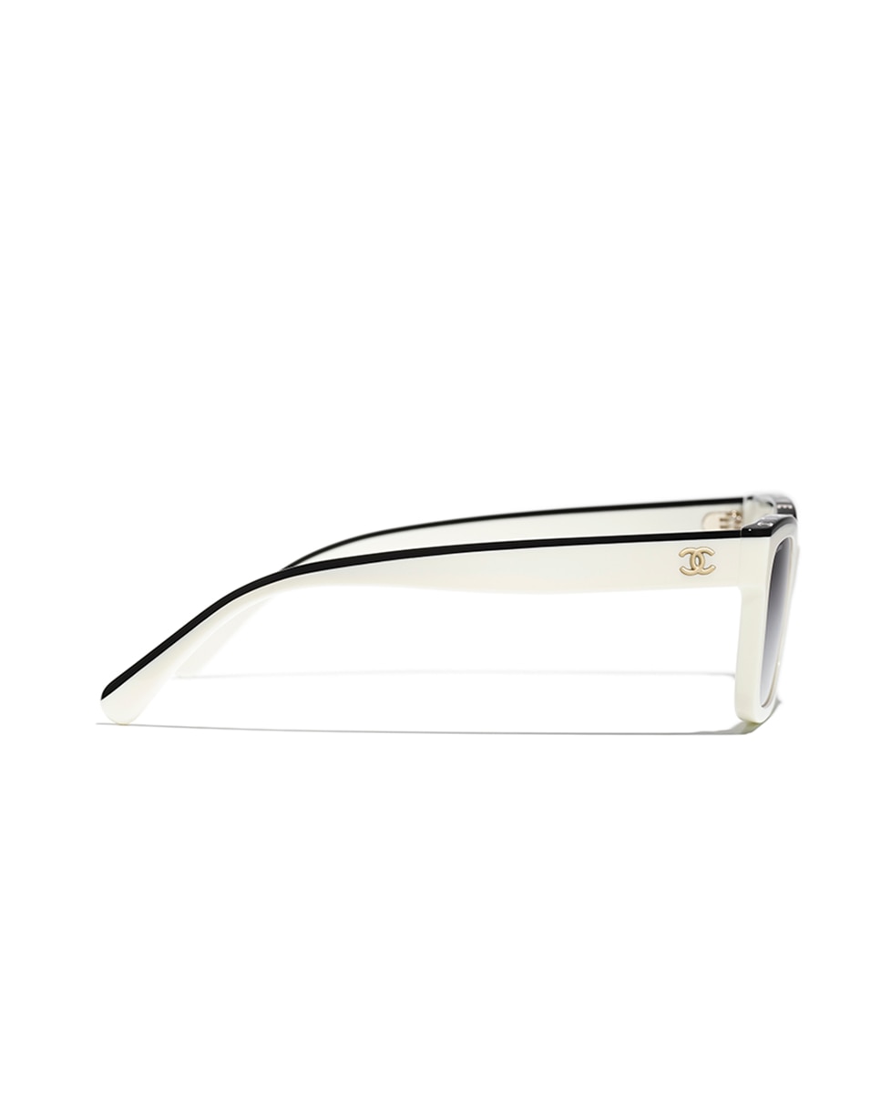 Gafas de sol CH5417 de mujer rectangular en acetato con lente degradada - CHANEL - Blanco Blanco-3