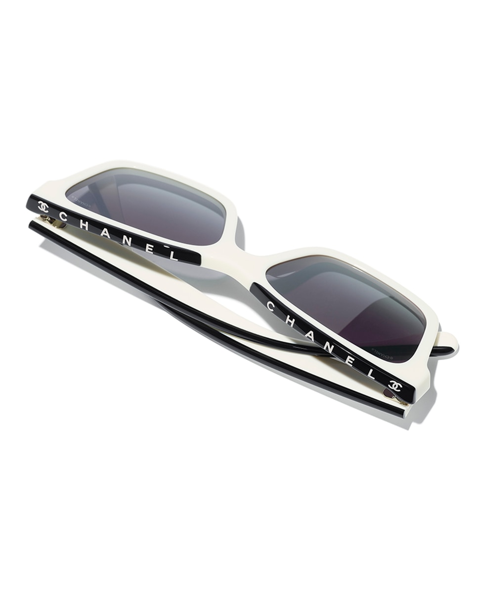 Gafas de sol CH5417 de mujer rectangular en acetato con lente degradada - CHANEL - Blanco Blanco-4