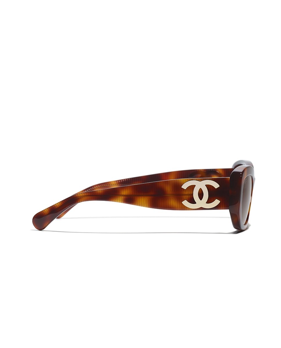 Gafas de sol CH5493 de mujer rectangular en acetato con lente polarizada - CHANEL - Marrón Marrón-3