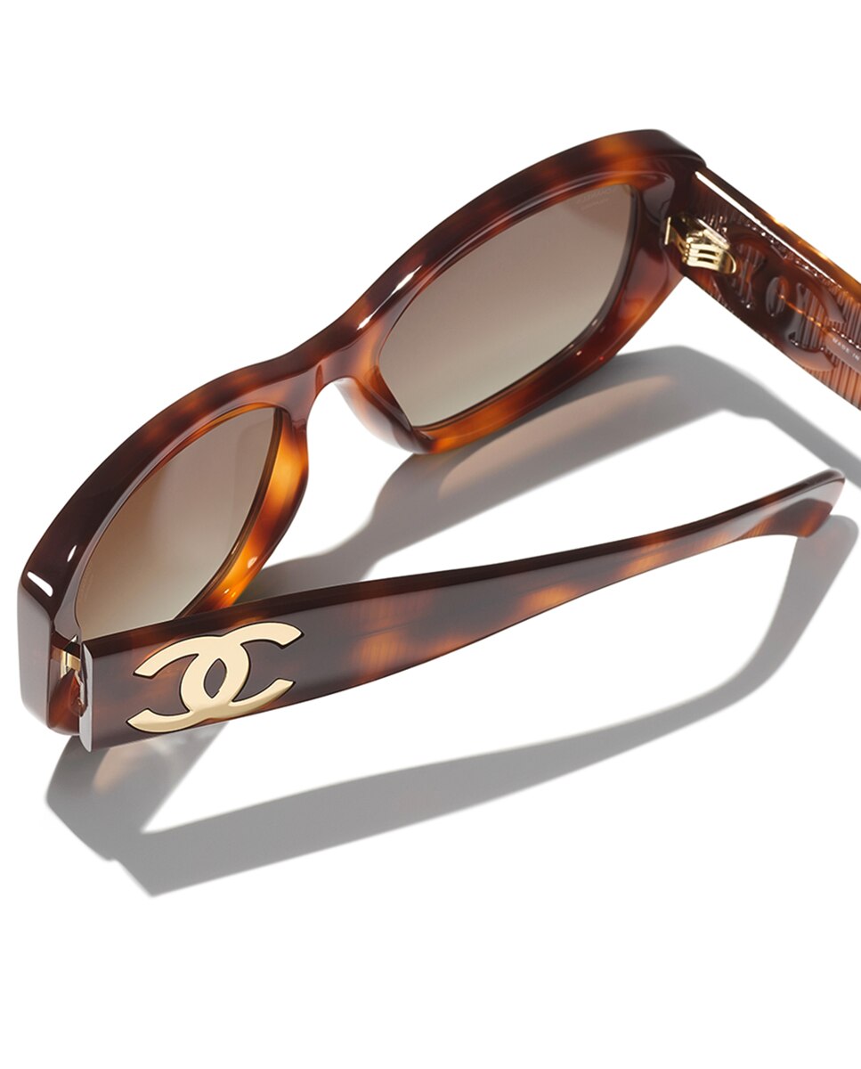 Gafas de sol CH5493 de mujer rectangular en acetato con lente polarizada - CHANEL - Marrón Marrón-4