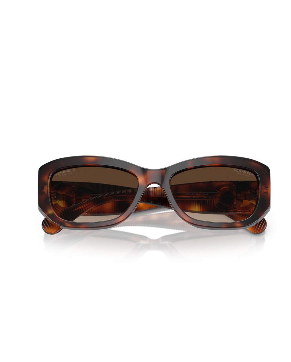 Gafas de sol CH5493 de mujer rectangular en acetato con lente polarizada - CHANEL - Marrón Marrón-6