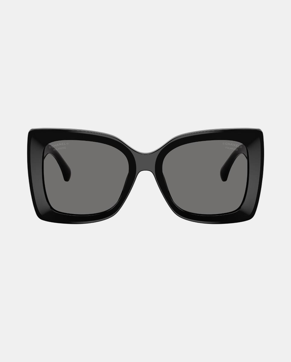 Gafas de sol CH5555 de mujer rectangular en acetato con lente polarizada - CHANEL - Negro Negro-1
