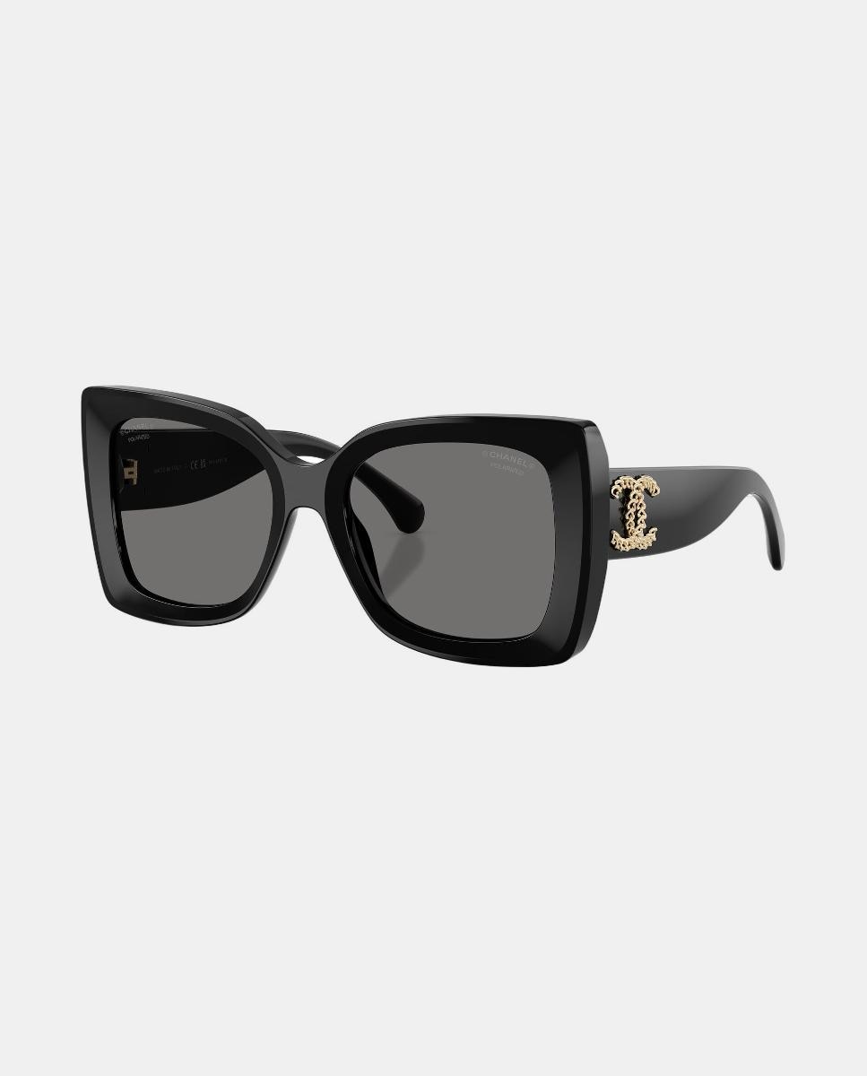 Gafas de sol CH5555 de mujer rectangular en acetato con lente polarizada - CHANEL - Negro Negro-2