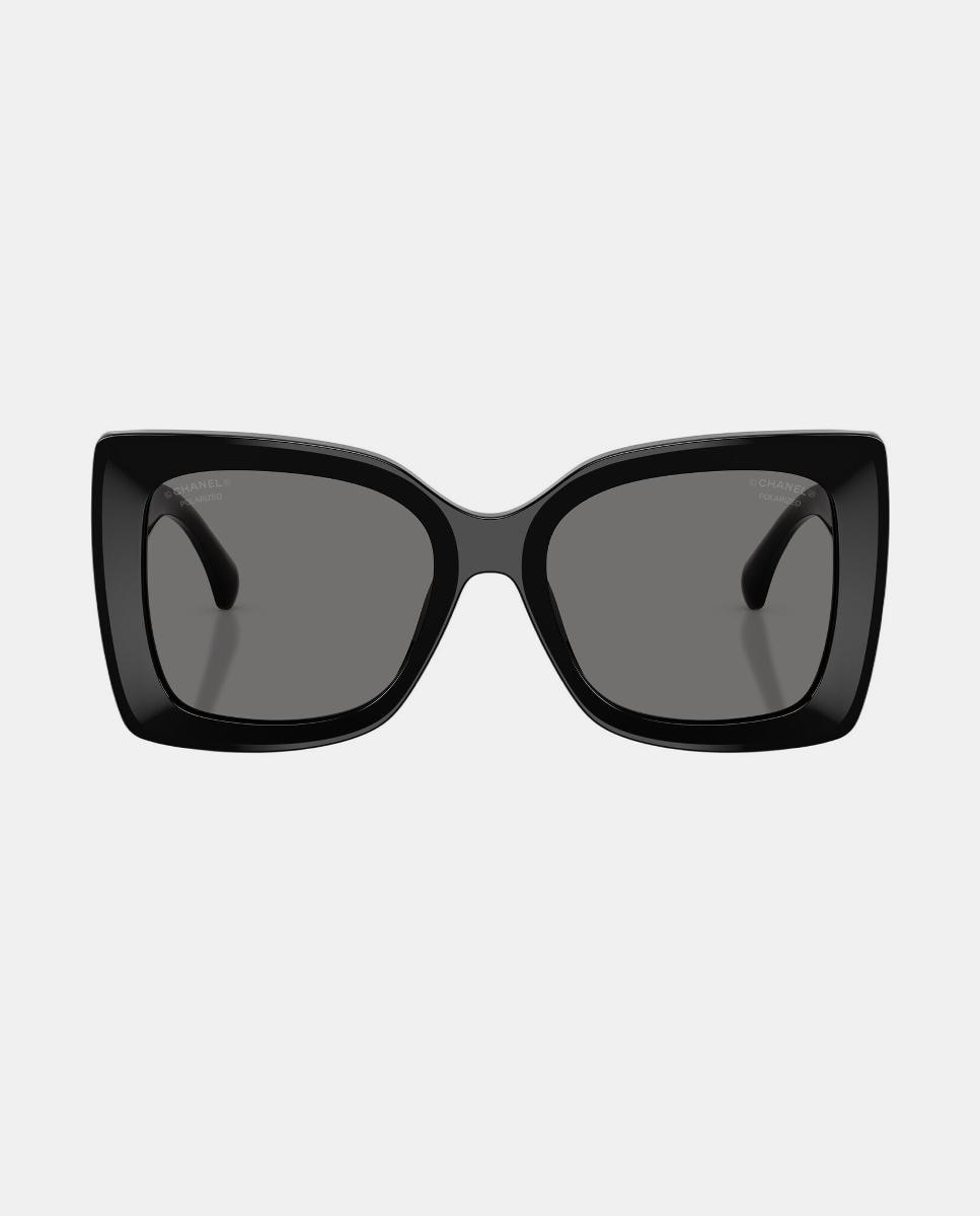 Gafas de sol CH5555 de mujer rectangular en acetato con lente polarizada - CHANEL - Negro Negro-4
