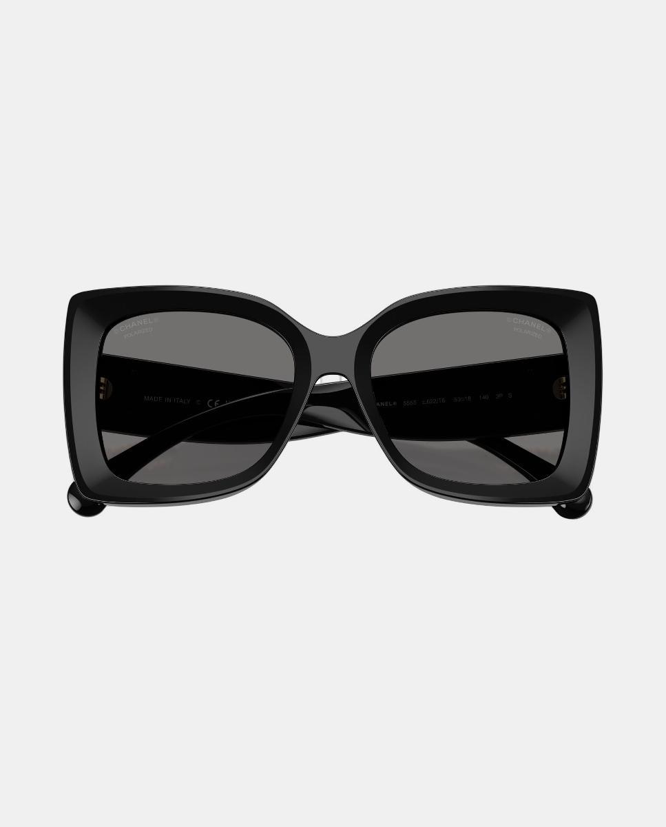 Gafas de sol CH5555 de mujer rectangular en acetato con lente polarizada - CHANEL - Negro Negro-5