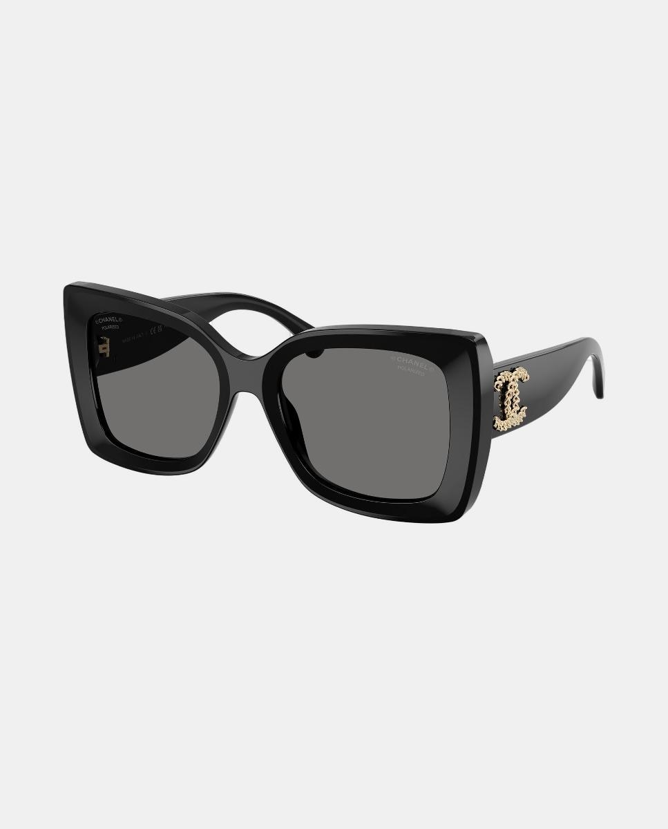 Gafas de sol CH5555 de mujer rectangular en acetato con lente polarizada - CHANEL - Negro Negro-8