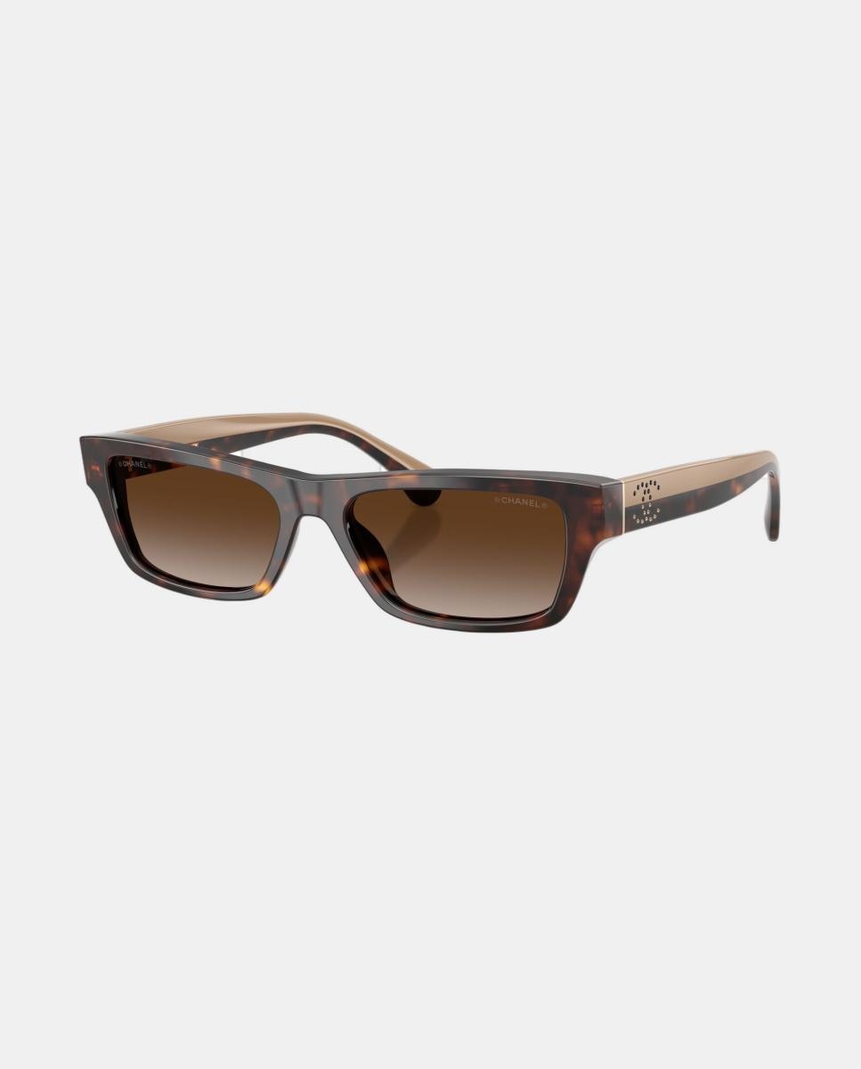Gafas de sol CH5564B de mujer rectangular en acetato con lente degradada - CHANEL - Marrón Marrón-2