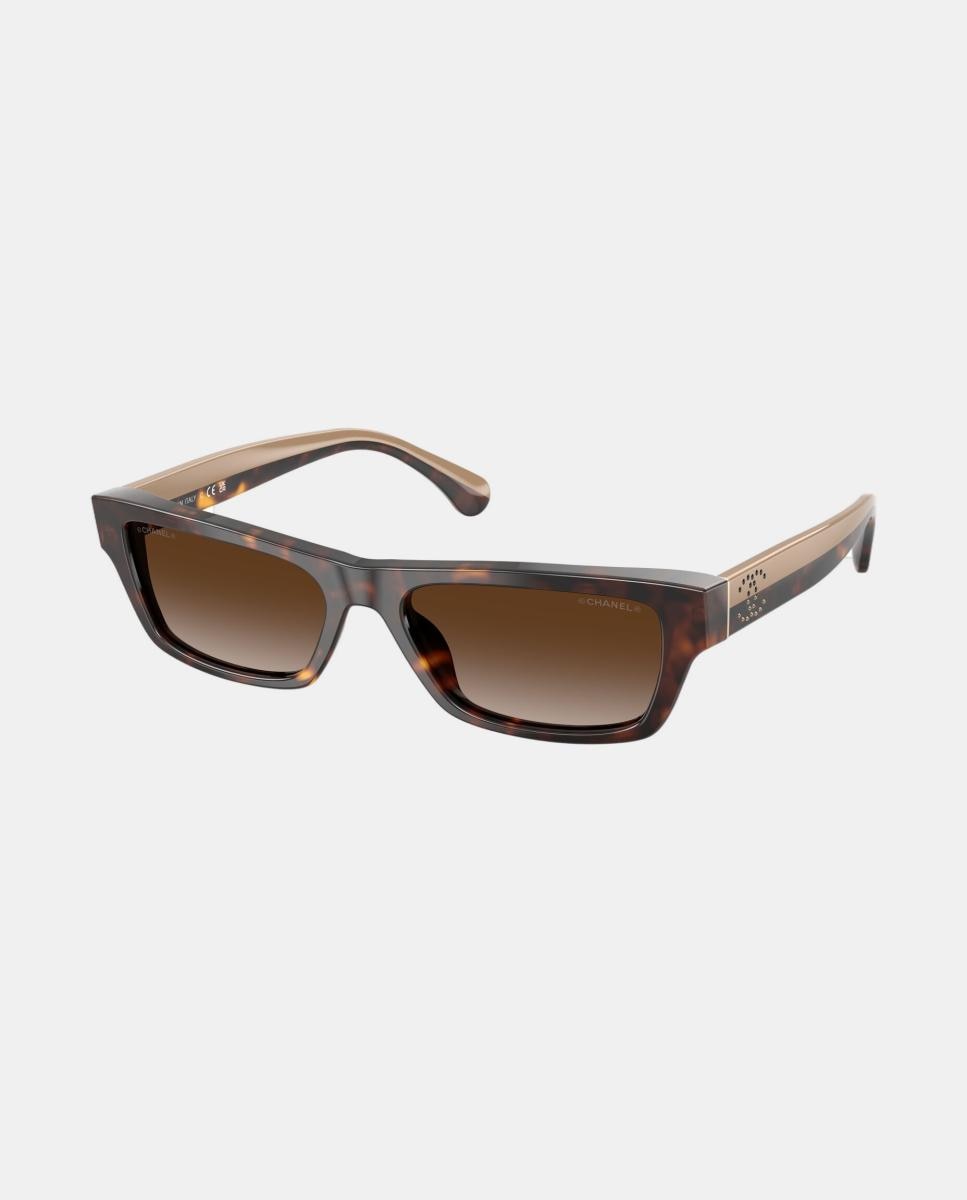 Gafas de sol CH5564B de mujer rectangular en acetato con lente degradada - CHANEL - Marrón Marrón-8