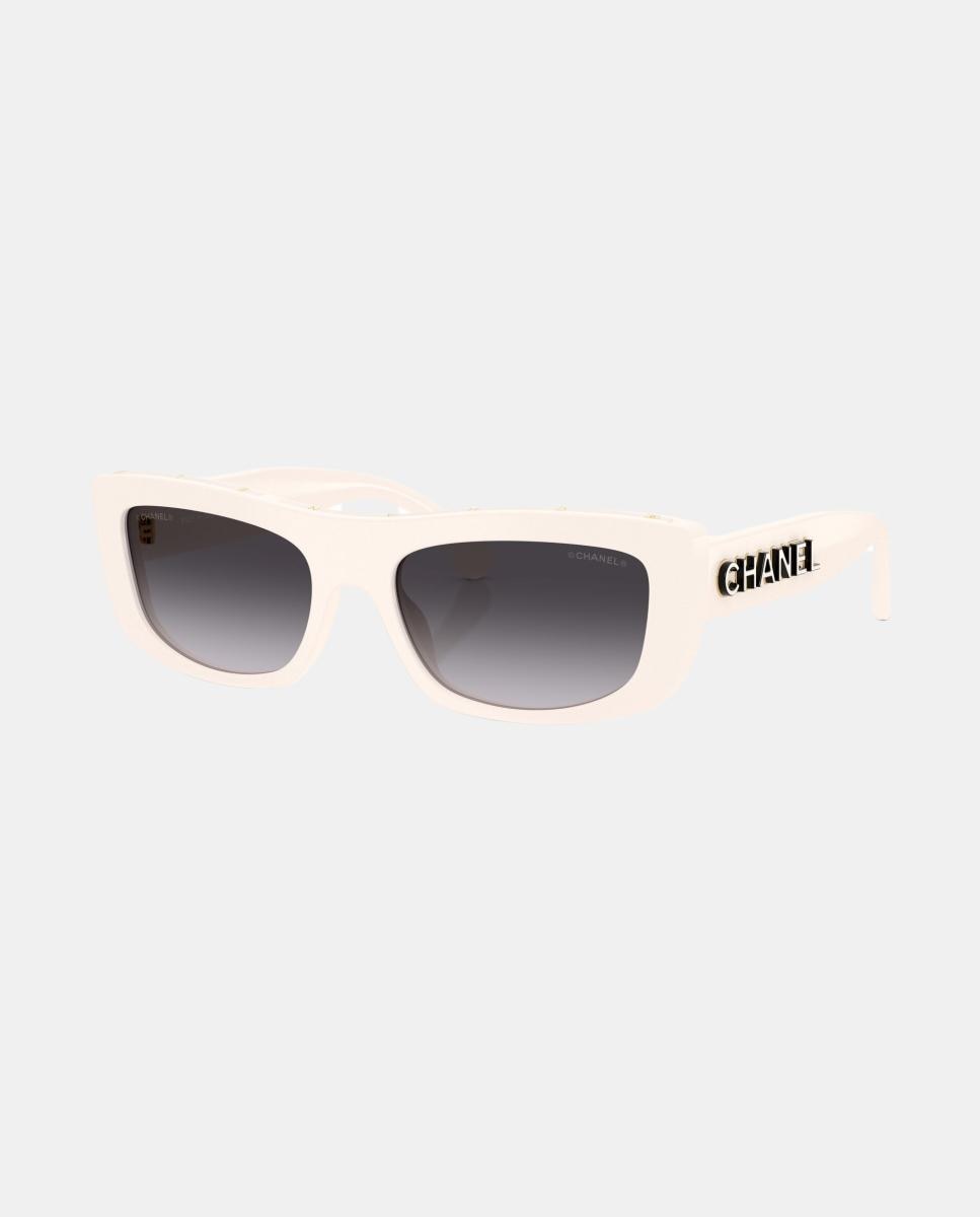 Gafas de sol CH5559 de mujer rectangular en acetato con lente degradada - CHANEL - Blanco Blanco-2