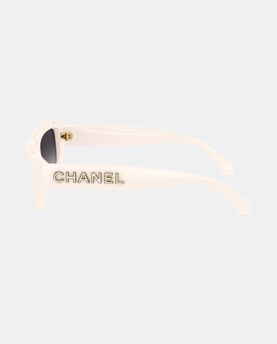Gafas de sol CH5559 de mujer rectangular en acetato con lente degradada - CHANEL - Blanco Blanco-3