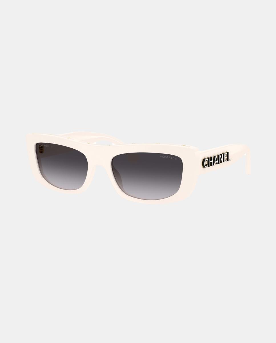 Gafas de sol CH5559 de mujer rectangular en acetato con lente degradada - CHANEL - Blanco Blanco-7