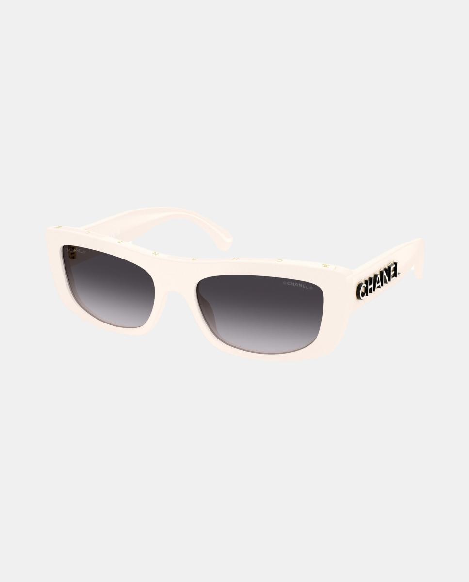 Gafas de sol CH5559 de mujer rectangular en acetato con lente degradada - CHANEL - Blanco Blanco-8