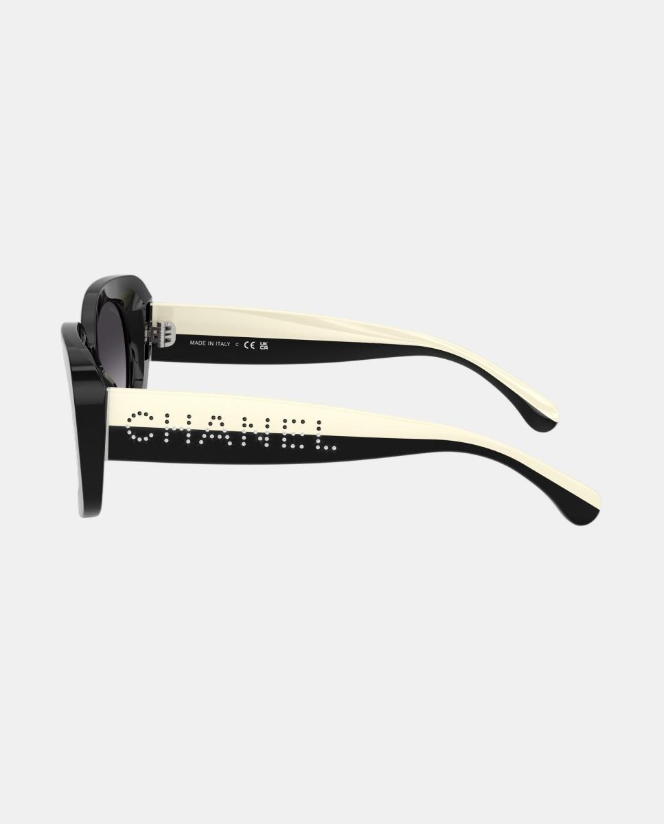 Gafas de sol CH5563B de mujer rectangular en acetato con lente degradada - CHANEL - Negro Negro-3