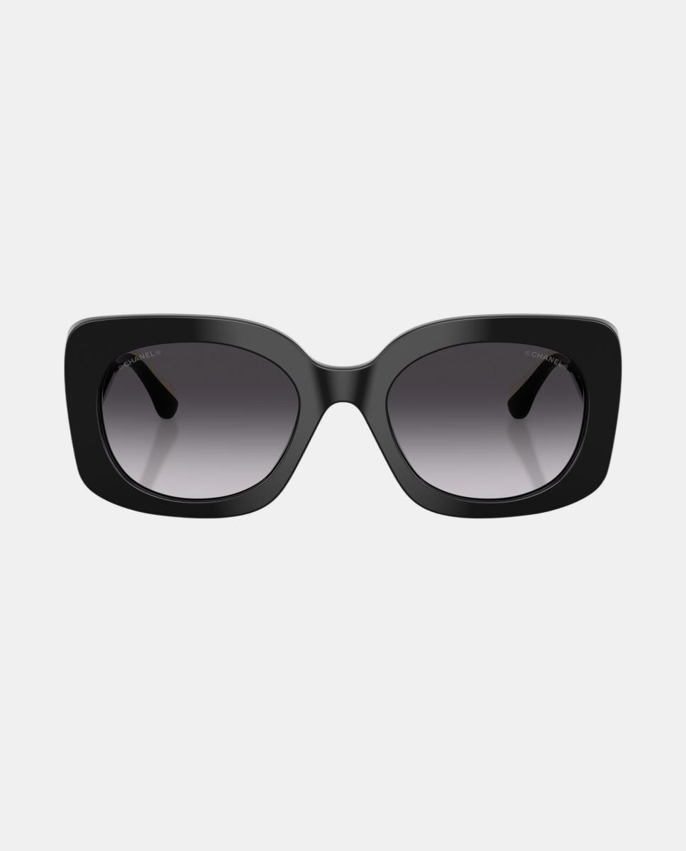 Gafas de sol CH5563B de mujer rectangular en acetato con lente degradada - CHANEL - Negro Negro-4