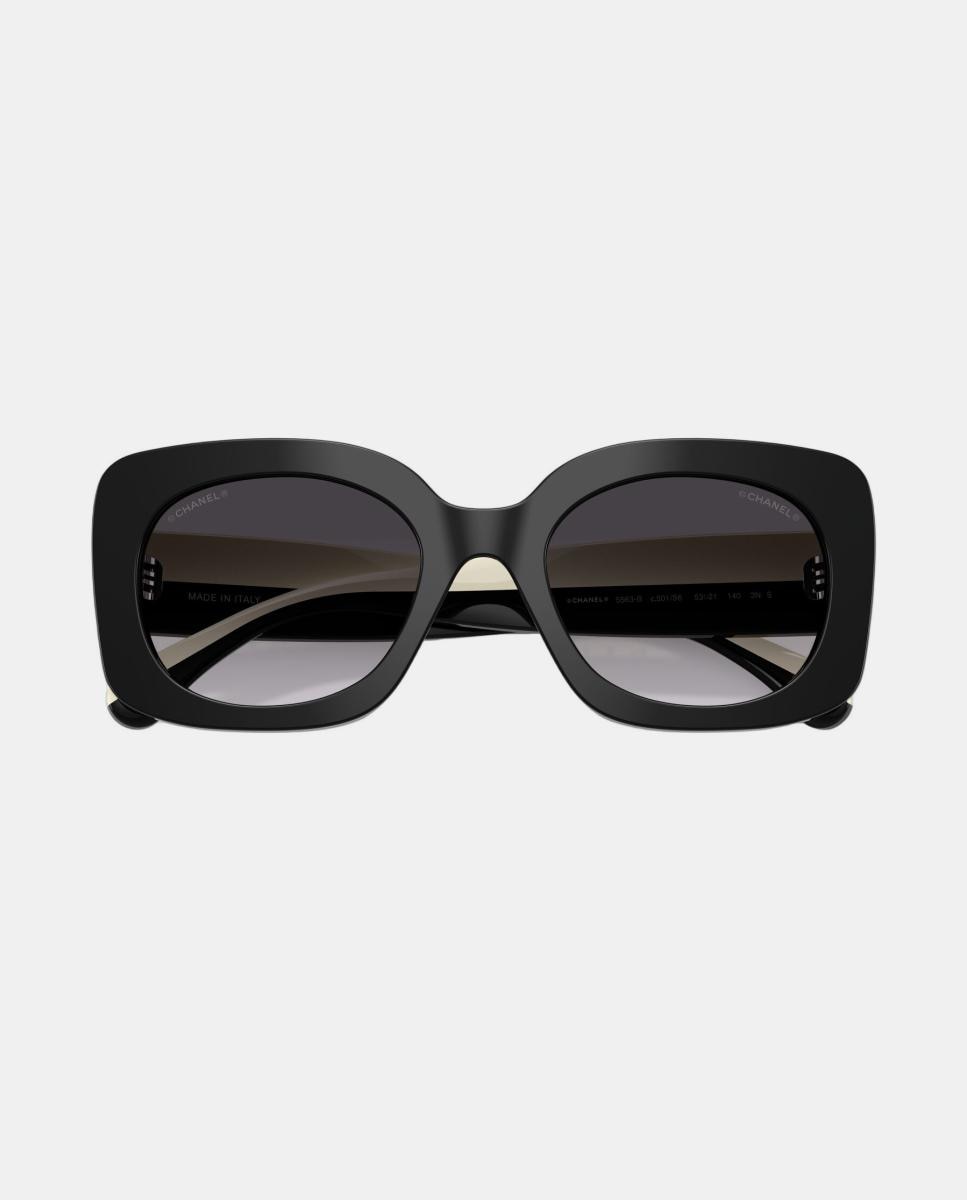Gafas de sol CH5563B de mujer rectangular en acetato con lente degradada - CHANEL - Negro Negro-5