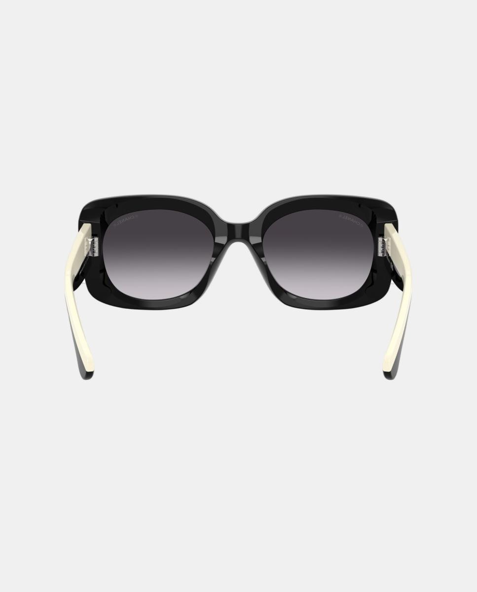 Gafas de sol CH5563B de mujer rectangular en acetato con lente degradada - CHANEL - Negro Negro-6