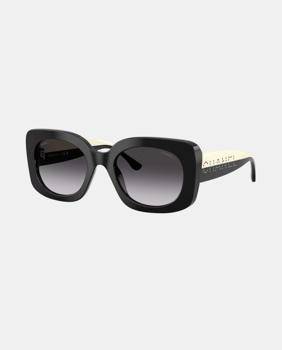 Gafas de sol CH5563B de mujer rectangular en acetato con lente degradada - CHANEL - Negro Negro-7