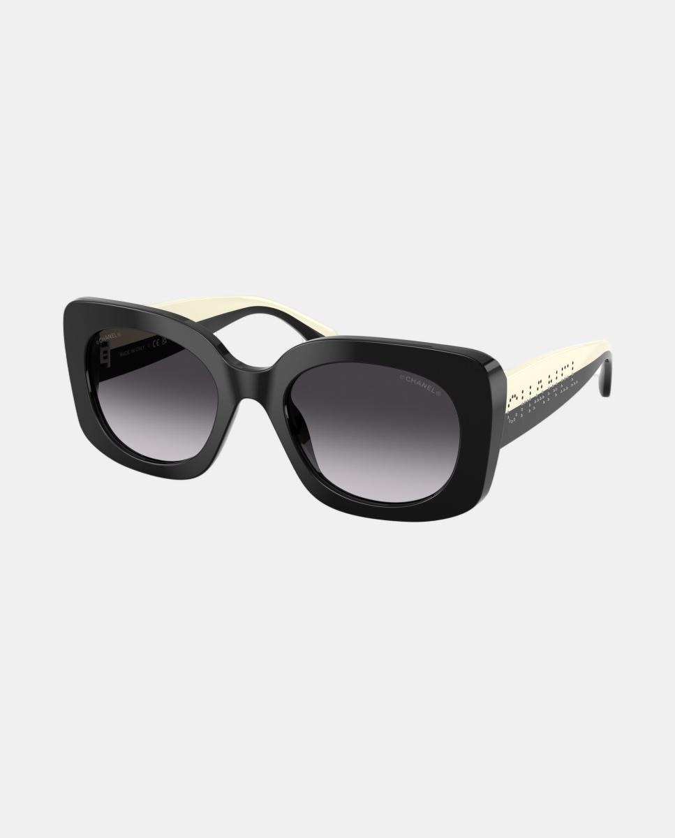 Gafas de sol CH5563B de mujer rectangular en acetato con lente degradada - CHANEL - Negro Negro-8