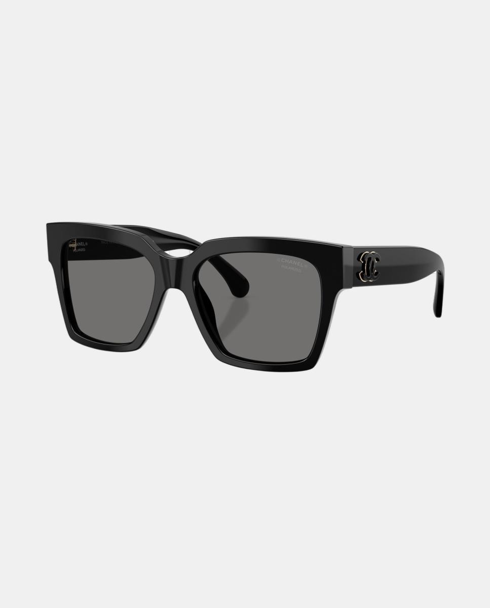 Gafas de sol CH5557 de mujer rectangular en acetato con lente polarizada - CHANEL - Negro Negro-2