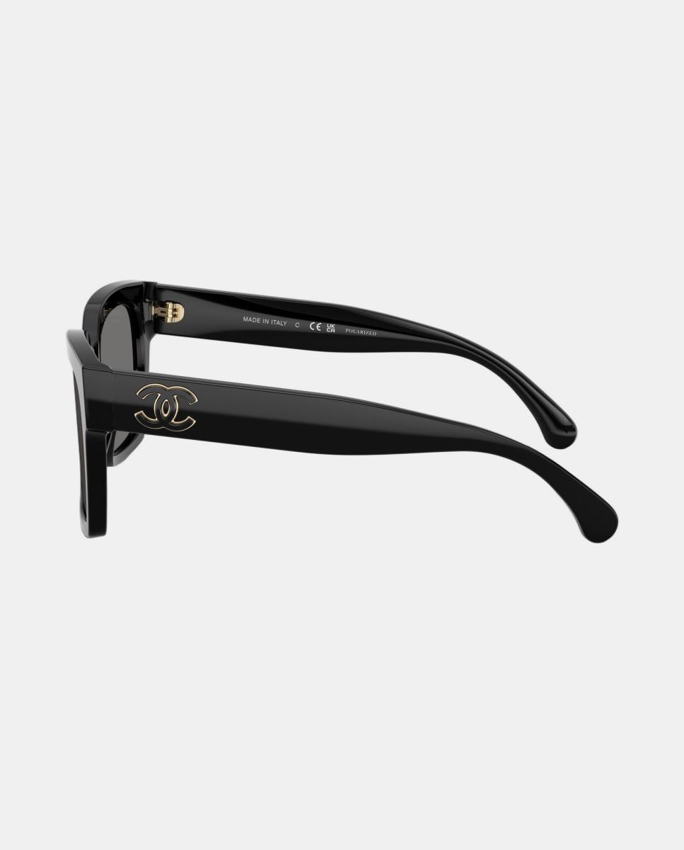 Gafas de sol CH5557 de mujer rectangular en acetato con lente polarizada - CHANEL - Negro Negro-3
