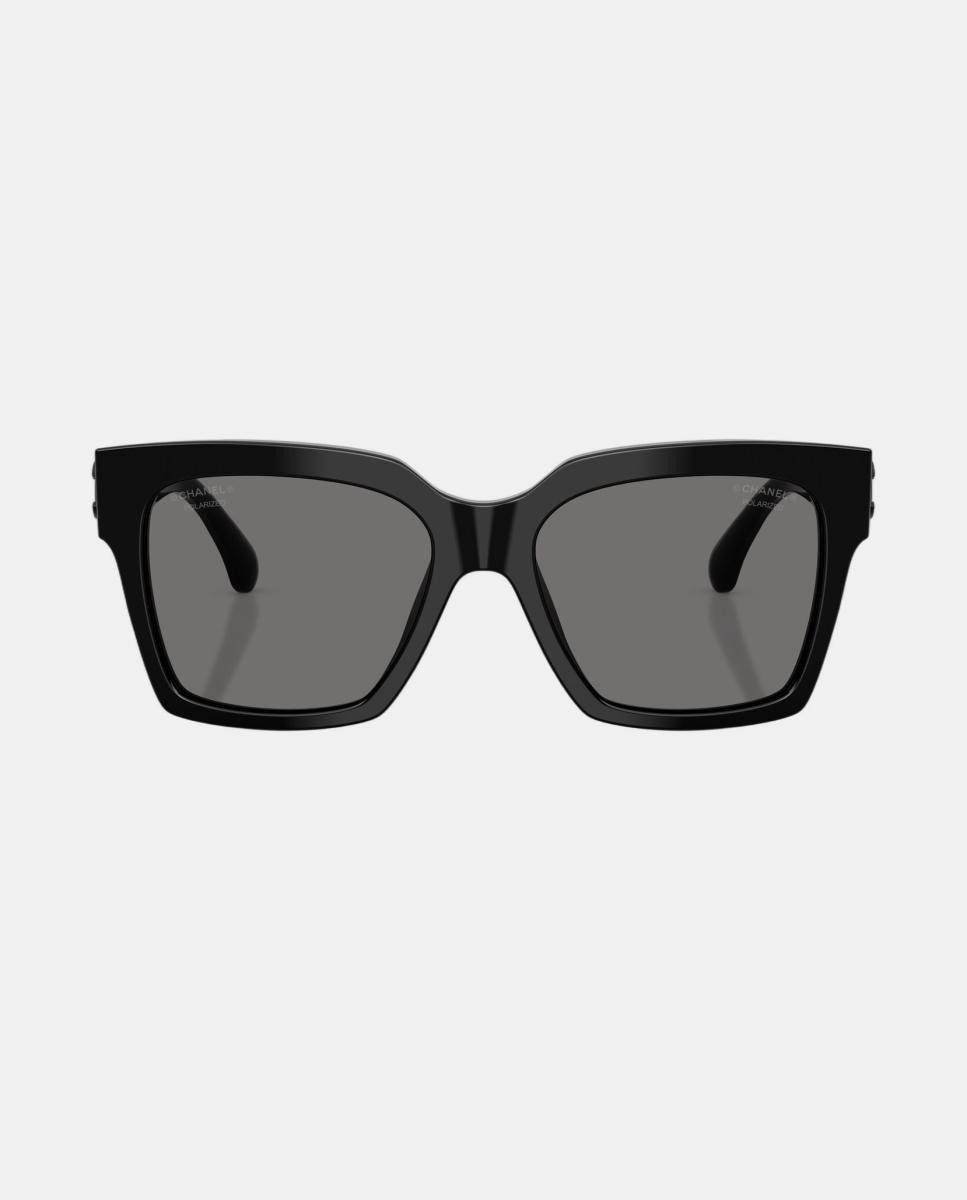 Gafas de sol CH5557 de mujer rectangular en acetato con lente polarizada - CHANEL - Negro Negro-4