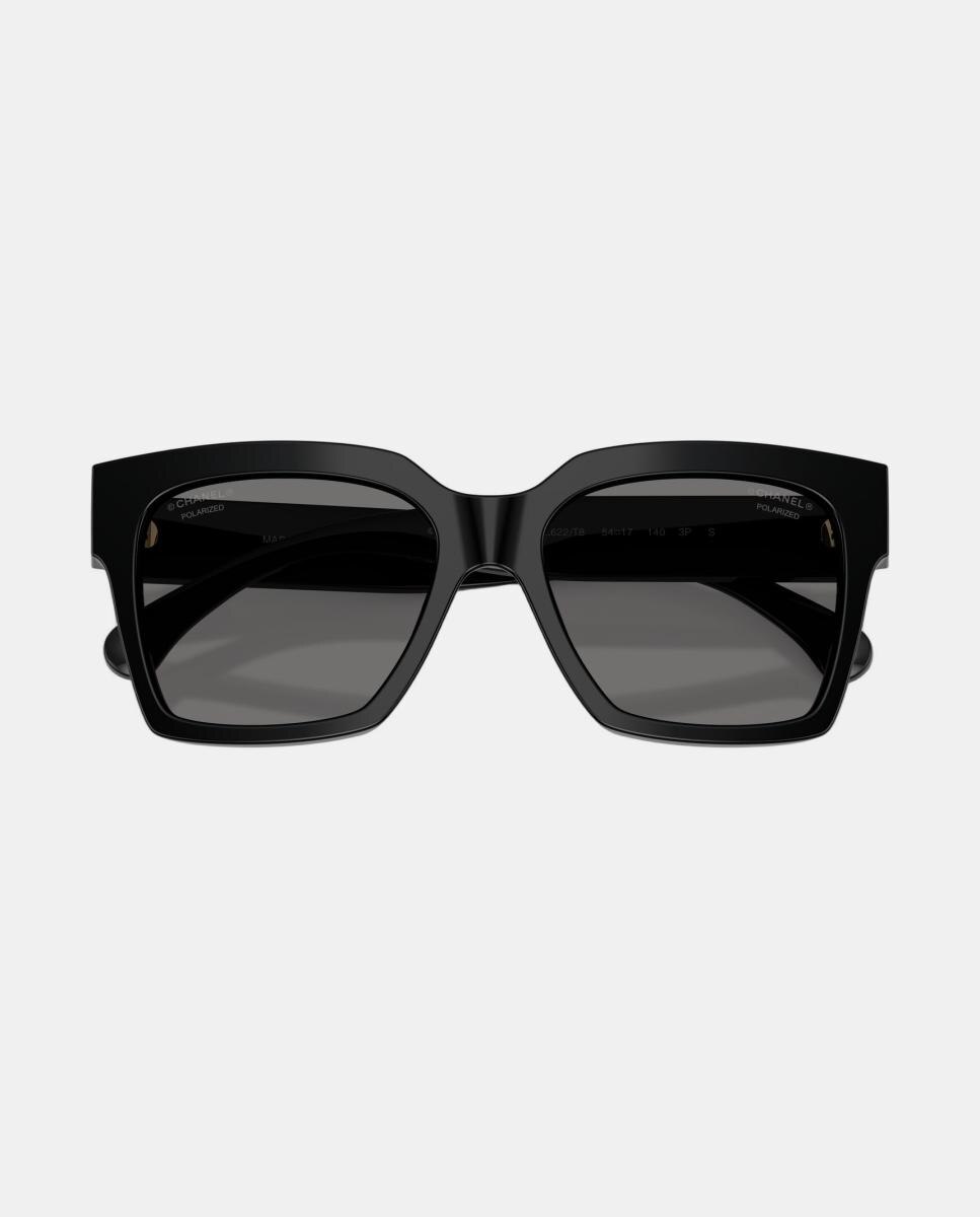 Gafas de sol CH5557 de mujer rectangular en acetato con lente polarizada - CHANEL - Negro Negro-5