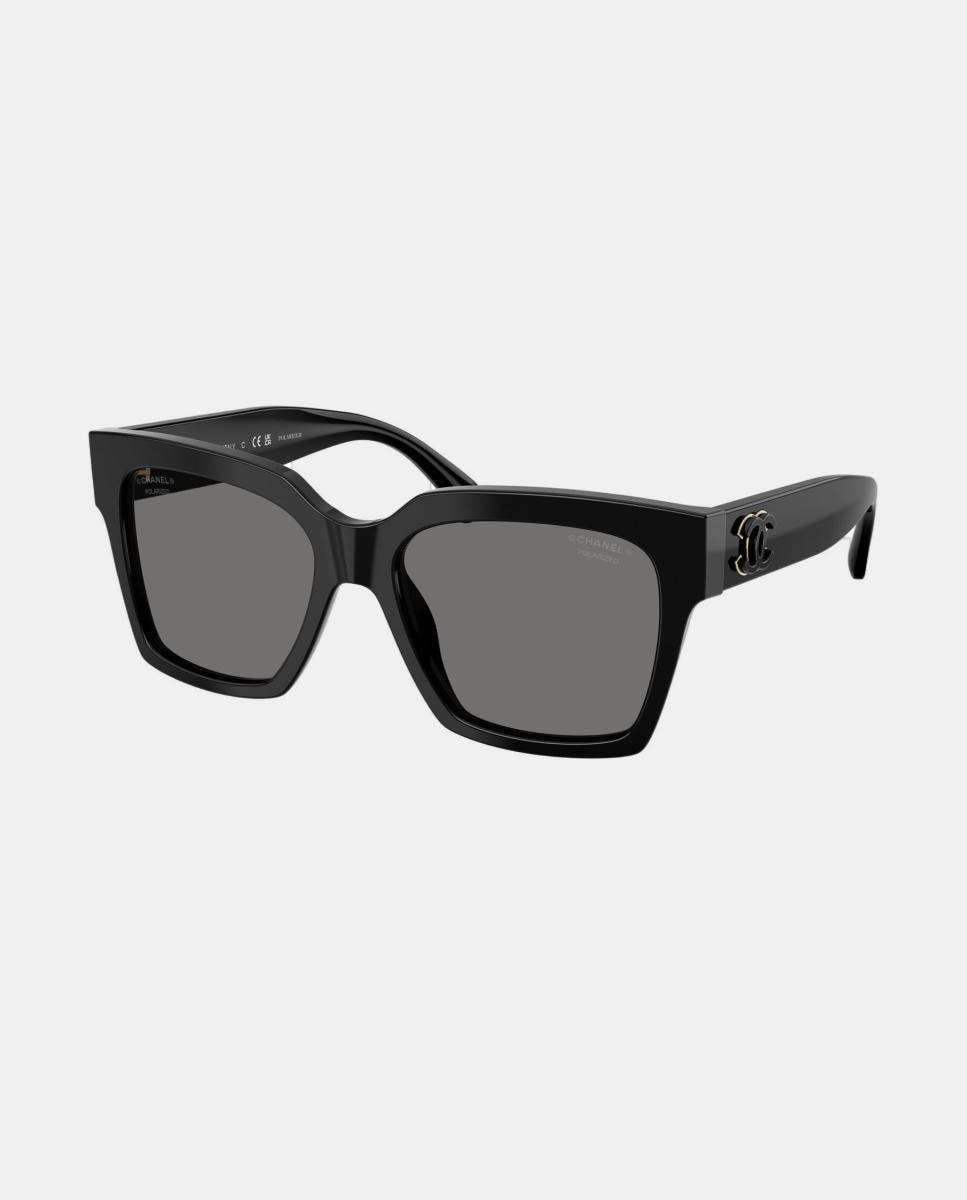Gafas de sol CH5557 de mujer rectangular en acetato con lente polarizada - CHANEL - Negro Negro-8