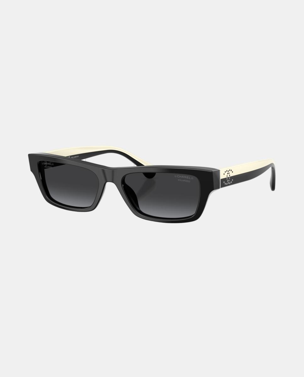 Gafas de sol CH5564B de mujer rectangular en acetato con lente polarizada - CHANEL - Negro Negro-2