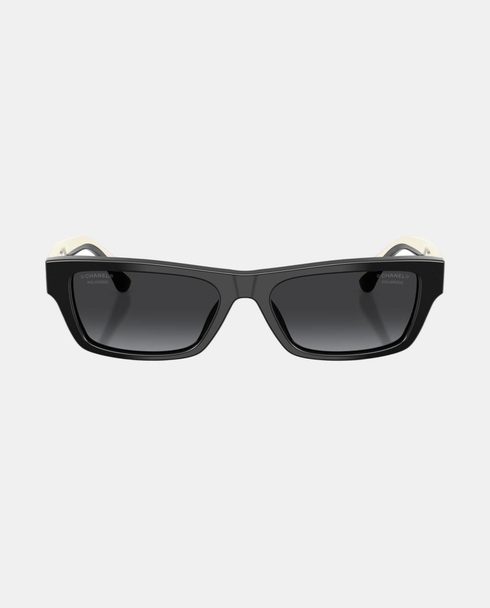 Gafas de sol CH5564B de mujer rectangular en acetato con lente polarizada - CHANEL - Negro Negro-4