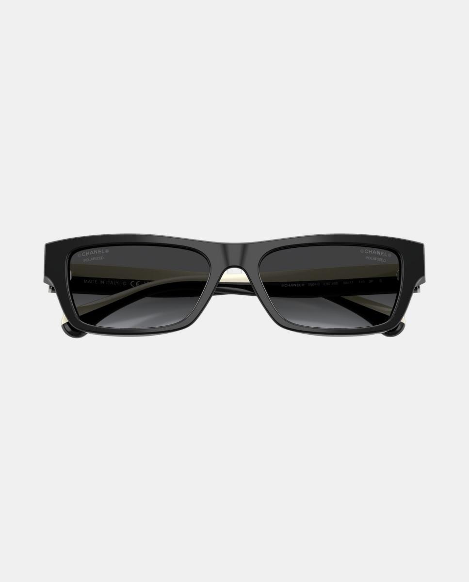 Gafas de sol CH5564B de mujer rectangular en acetato con lente polarizada - CHANEL - Negro Negro-5