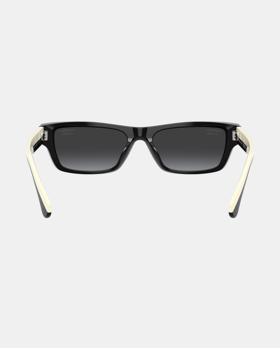 Gafas de sol CH5564B de mujer rectangular en acetato con lente polarizada - CHANEL - Negro Negro-6