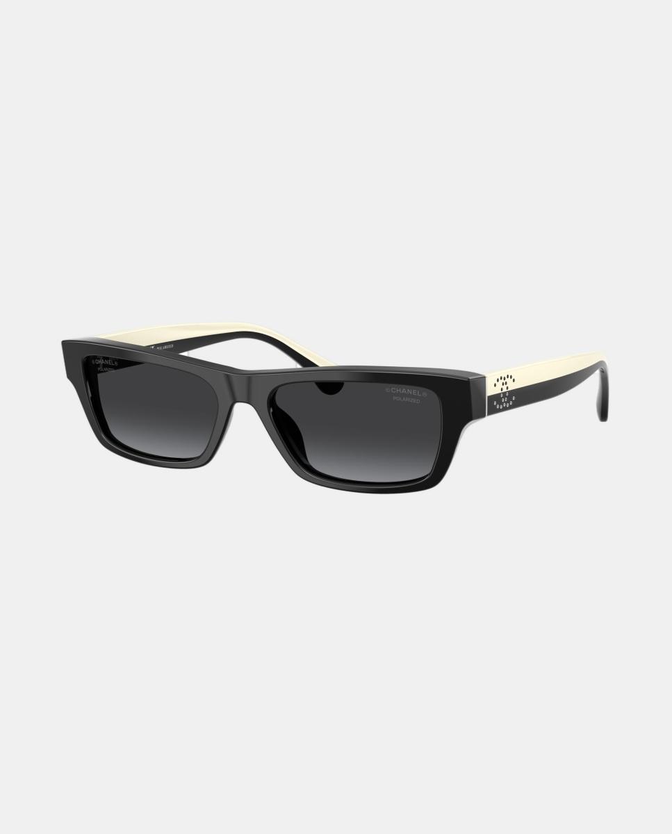 Gafas de sol CH5564B de mujer rectangular en acetato con lente polarizada - CHANEL - Negro Negro-7