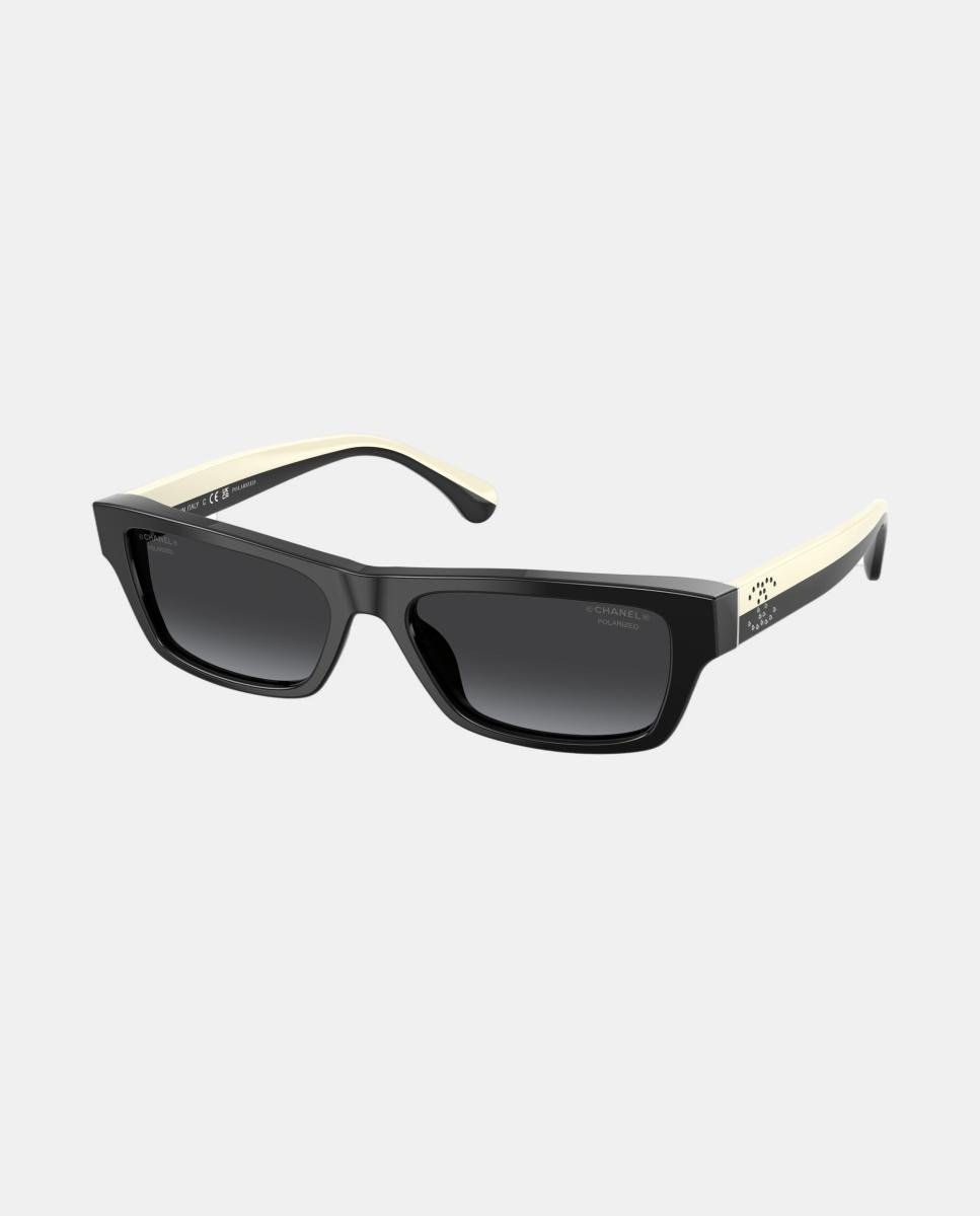 Gafas de sol CH5564B de mujer rectangular en acetato con lente polarizada - CHANEL - Negro Negro-8