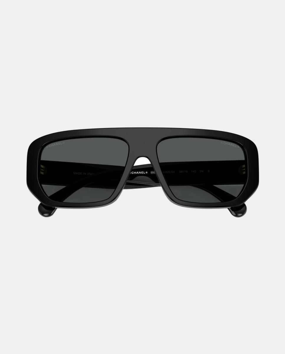 Gafas de sol CH5556U de mujer rectangular en acetato - CHANEL - Negro Negro-5