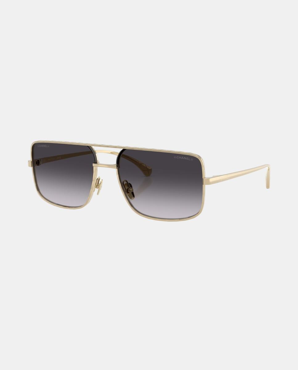 Gafas de sol CH4294 de mujer rectangular en metal con lente degradada - CHANEL - Oro Oro-2
