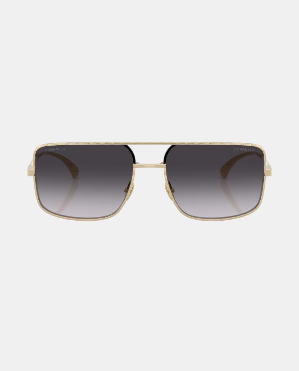 Gafas de sol CH4294 de mujer rectangular en metal con lente degradada - CHANEL - Oro Oro-4