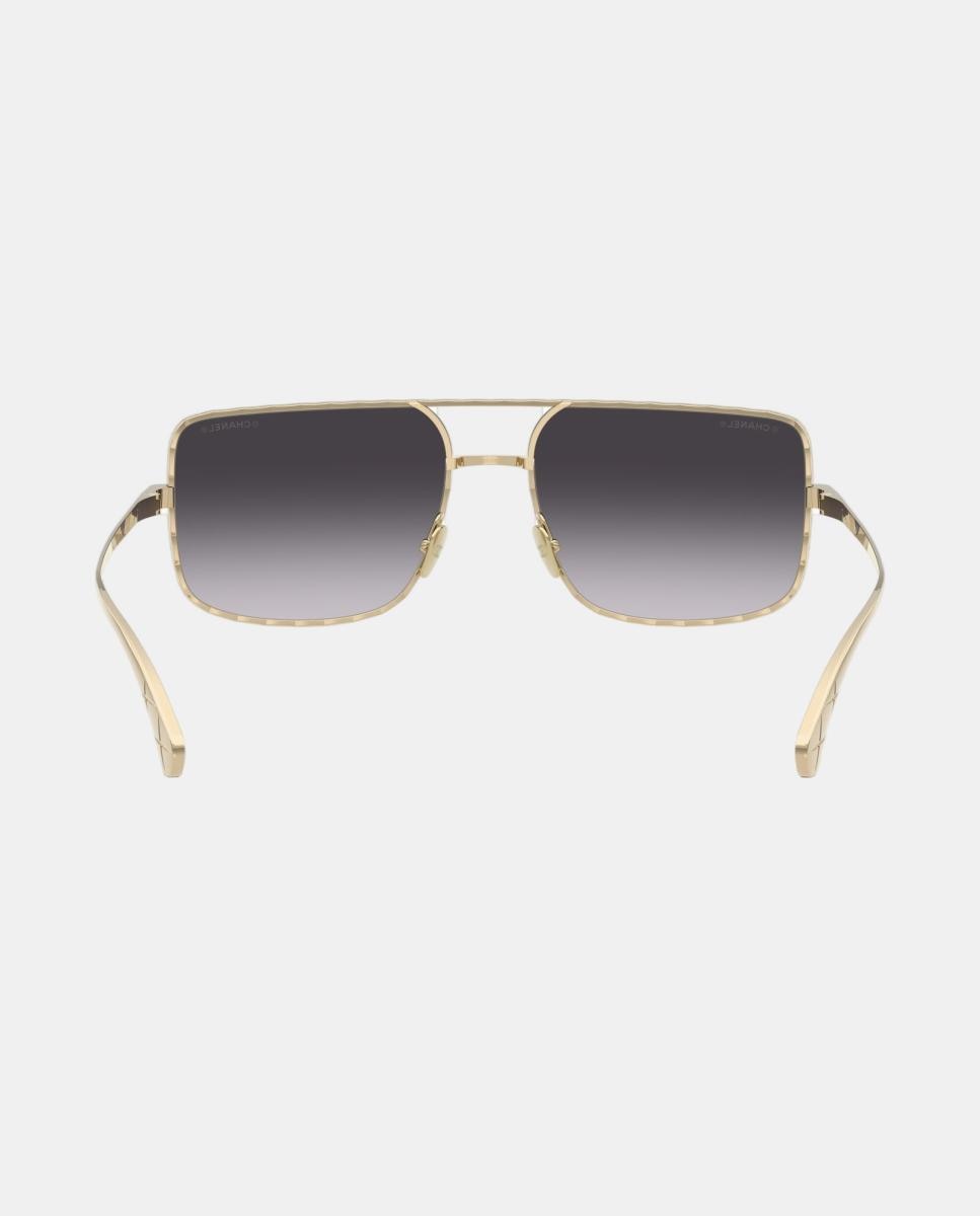 Gafas de sol CH4294 de mujer rectangular en metal con lente degradada - CHANEL - Oro Oro-6