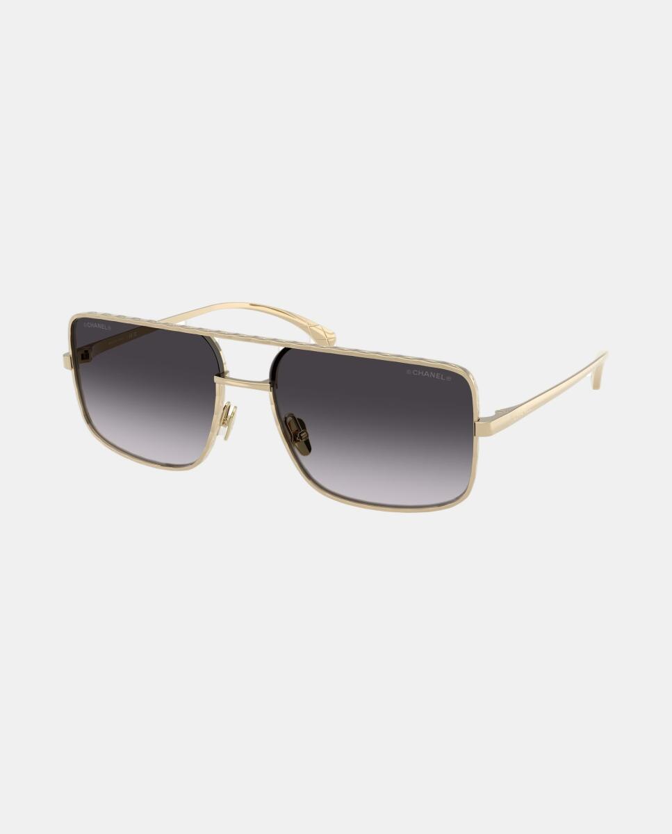 Gafas de sol CH4294 de mujer rectangular en metal con lente degradada - CHANEL - Oro Oro-8