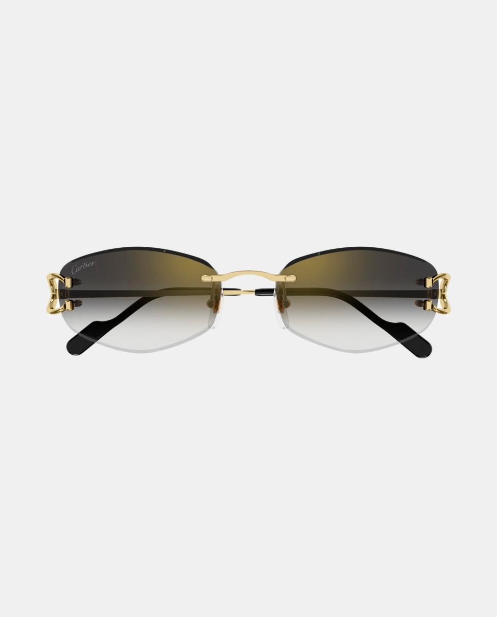 Gafas de sol de mujer geometrica metálica en dorado - Cartier - Oro Oro-2