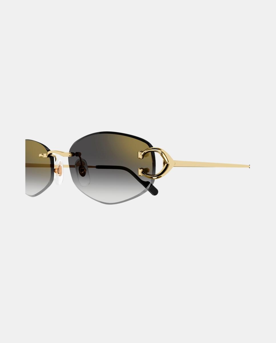 Gafas de sol de mujer geometrica metálica en dorado - Cartier - Oro Oro-3