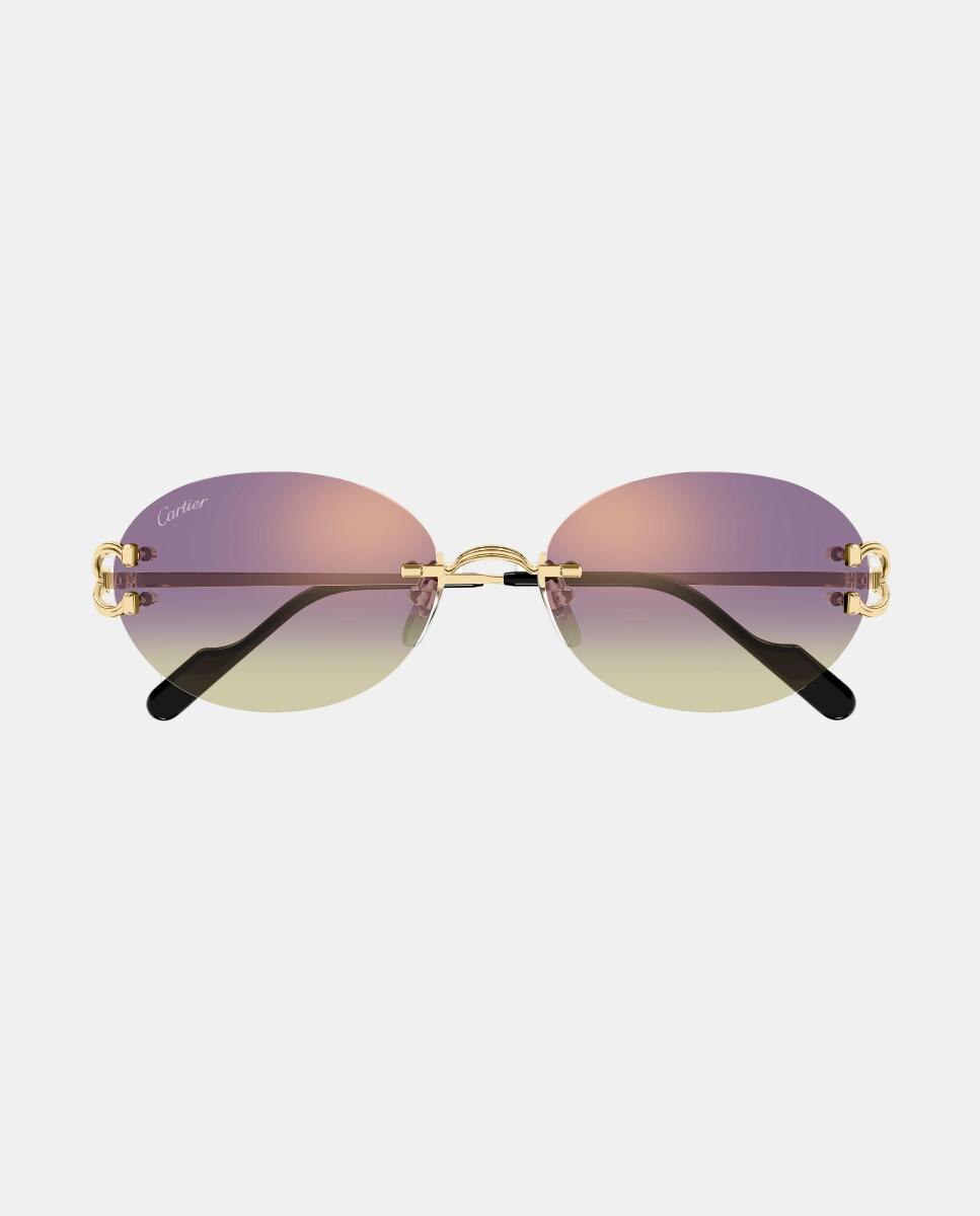 Gafa de sol unisex ovalada metalica - Cartier - Oro Oro-2