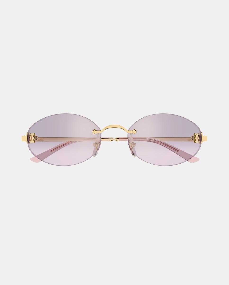 Gafa de sol de mujer ovalada metalica - Cartier - Oro Oro-2