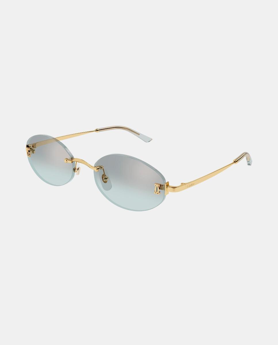 Gafa de sol de mujer ovalada metalica - Cartier - Oro Oro-1