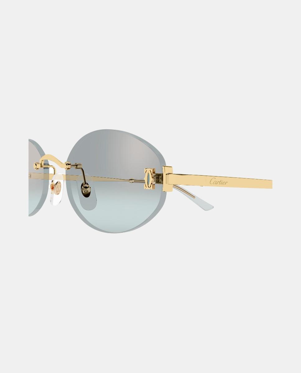 Gafa de sol de mujer ovalada metalica - Cartier - Oro Oro-3