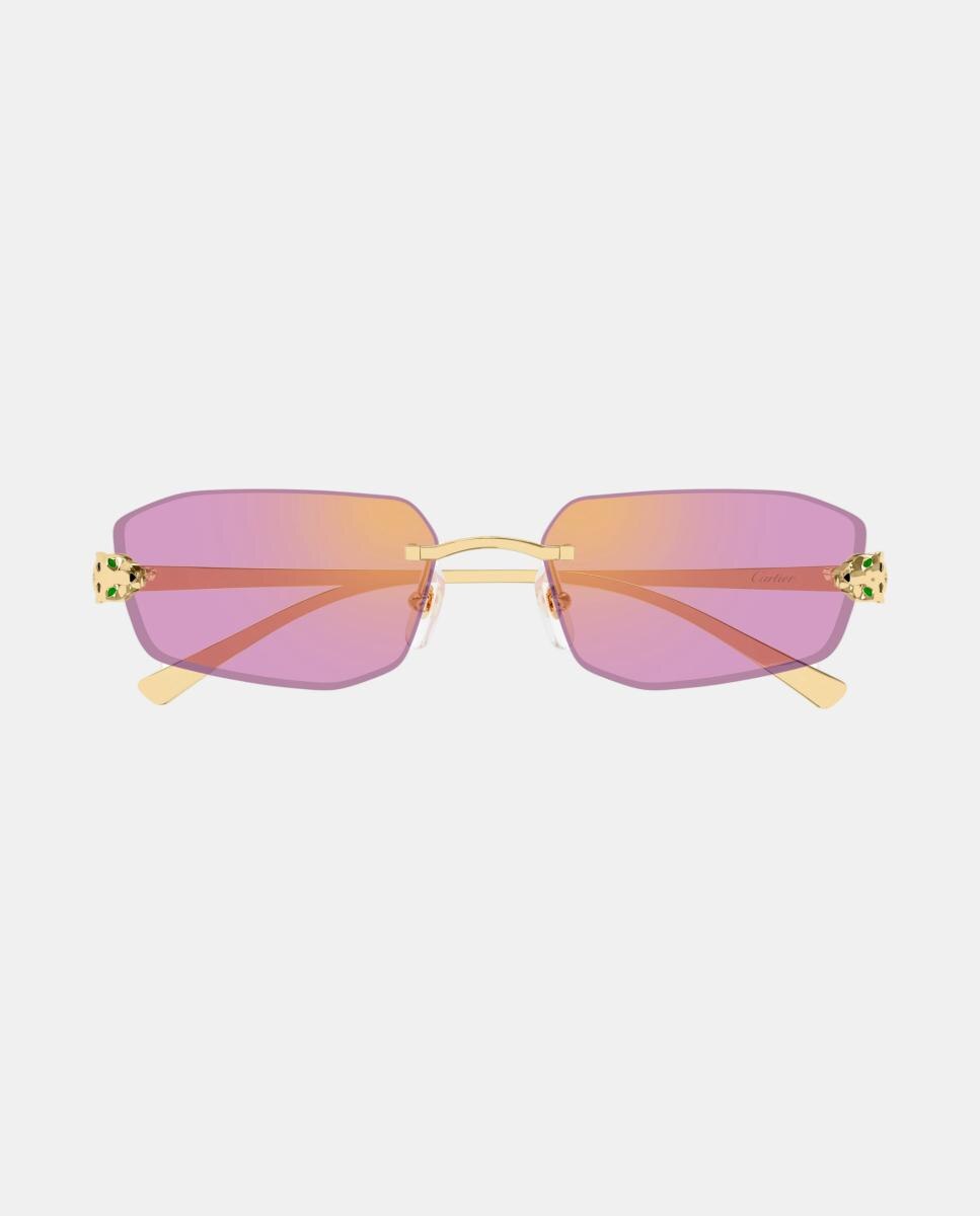 Gafa de sol de unisex geometrica metalica - Cartier - Oro Oro-2