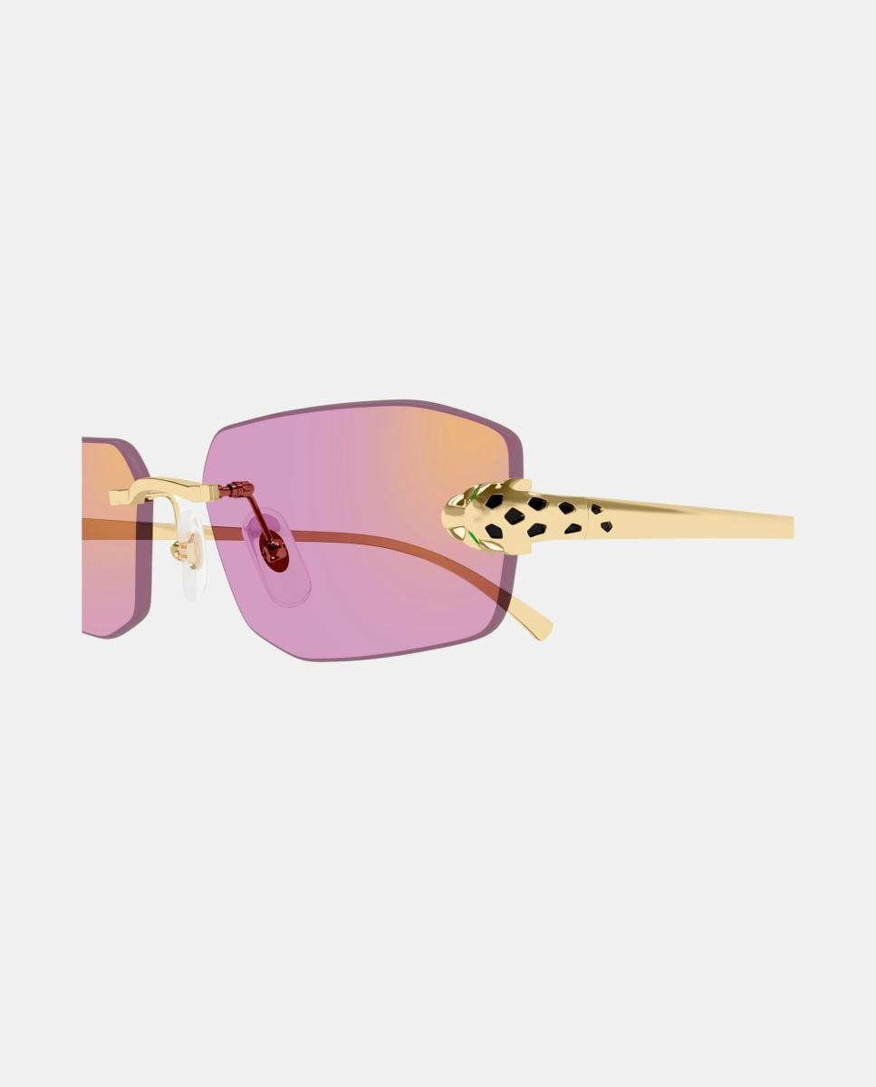 Gafa de sol de unisex geometrica metalica - Cartier - Oro Oro-3