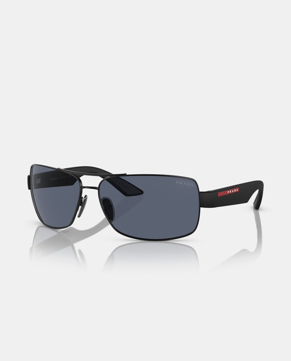 Gafas de sol PS 50ZS de hombre rectangular en metal - Prada Linea Rossa - Negro Negro-2