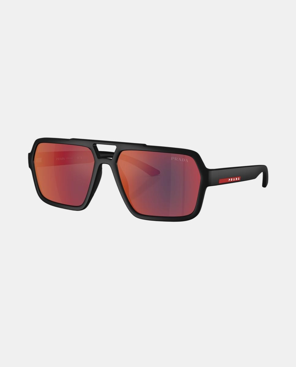 Gafas de sol PS A06S de hombre piloto en inyectado con lente espejada - Prada - Negro Negro-2