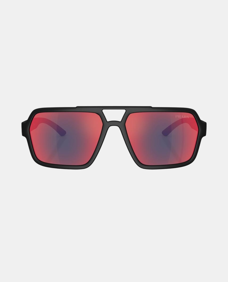 Gafas de sol PS A06S de hombre piloto en inyectado con lente espejada - Prada - Negro Negro-4