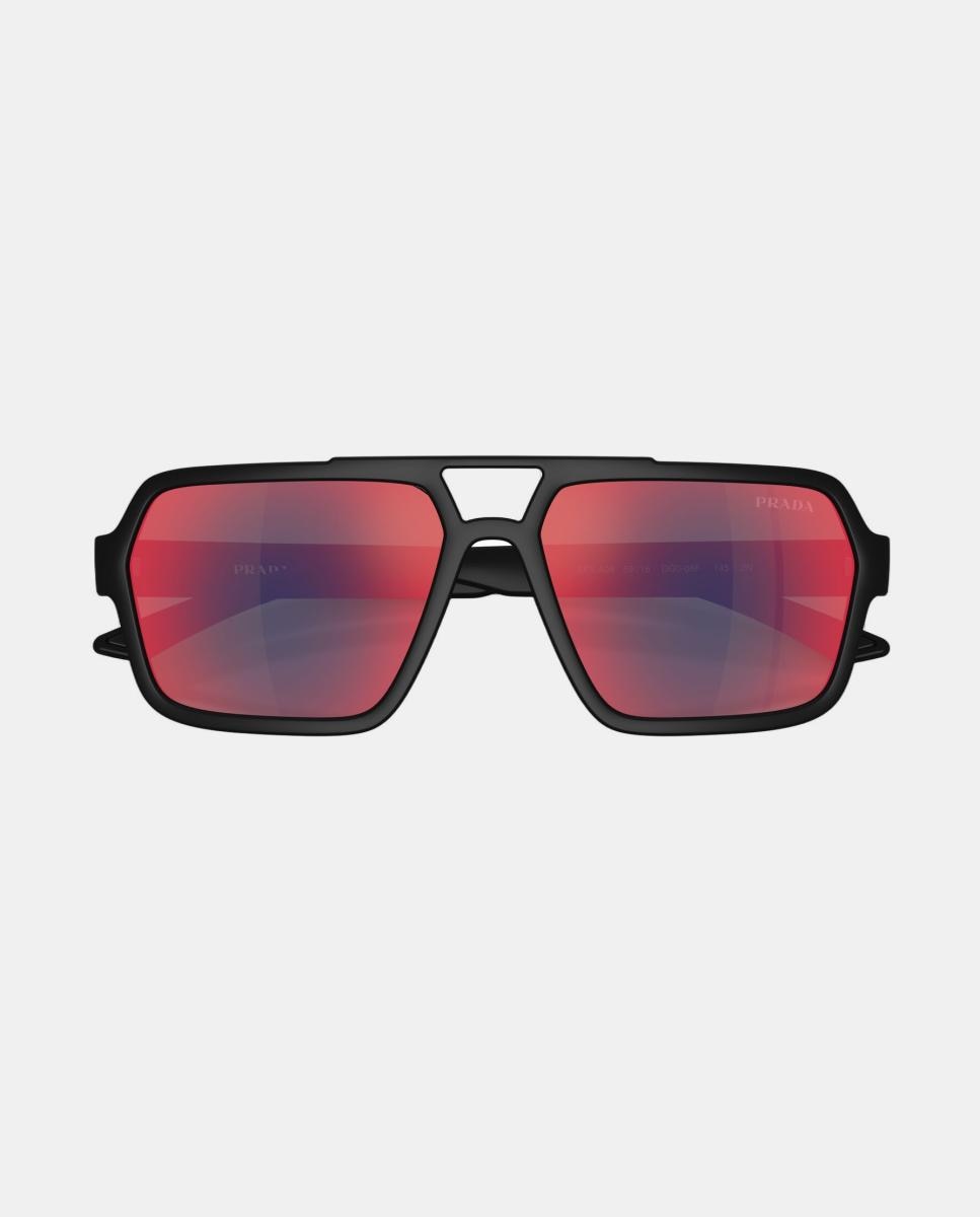Gafas de sol PS A06S de hombre piloto en inyectado con lente espejada - Prada - Negro Negro-5
